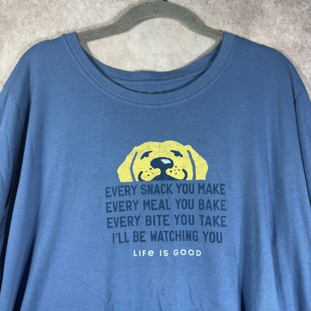 Life Is Good Crusher Tee Shirt Womens Size 3XL Blue I'll Be Watching‎ You Dog